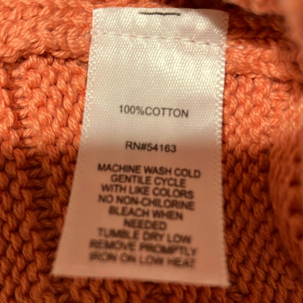 Marc New York Burnt Orange Cotton Crew Neck Sweater with Cable Knit - Picture 5 of 5
